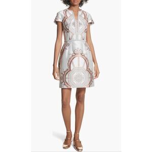 Ted Baker London Versailles Cocktail Dress Silver Size 2 US 6